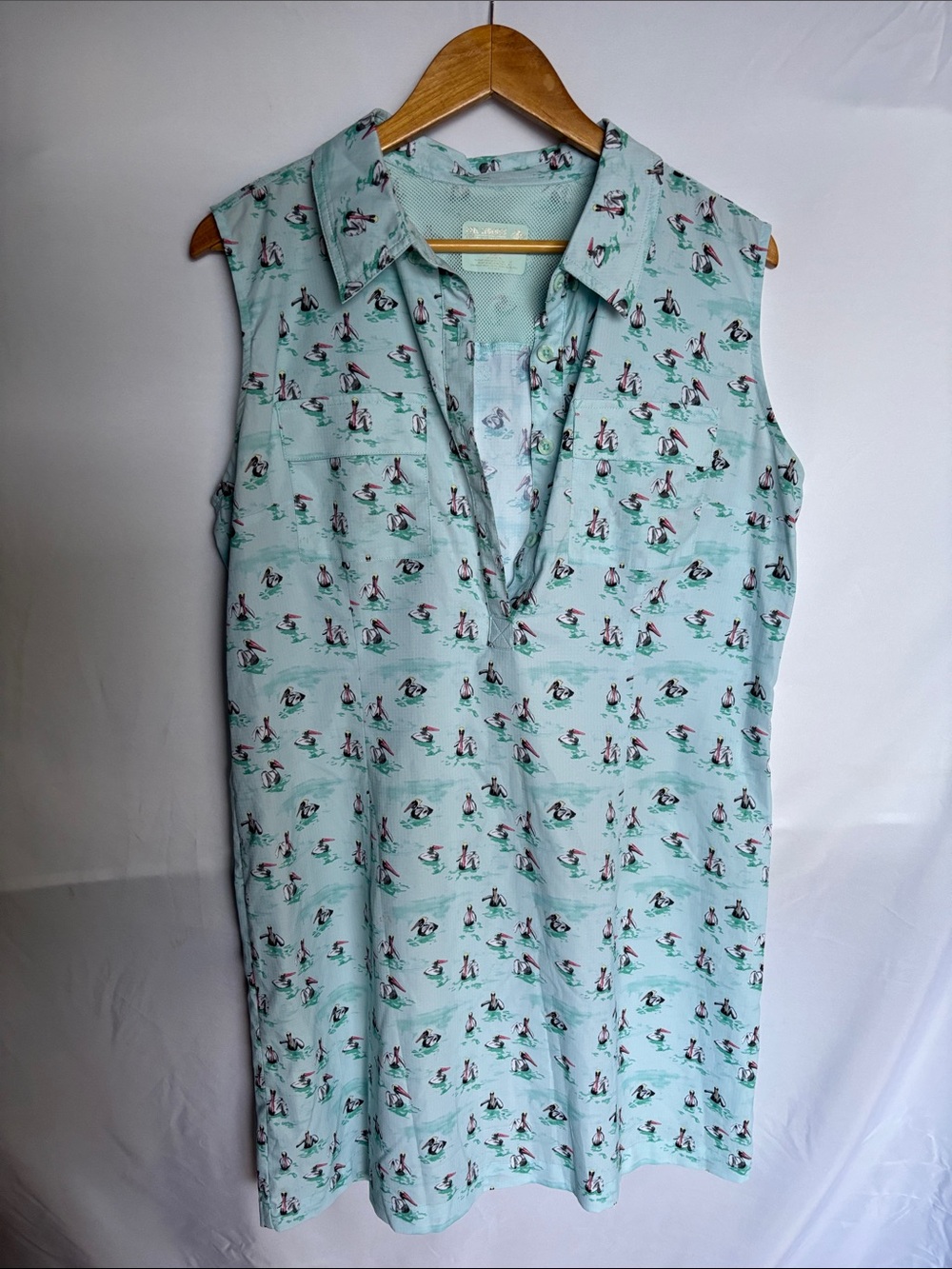Reel Legends Light Blue Lightweight Dress with Pelican Print